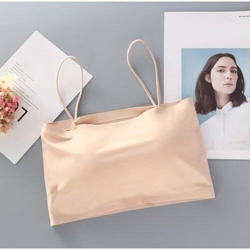 Women Ice Silk Tube Top Seamless Bras Sexy Push Up LingerieWord Sling Female Dropshipping