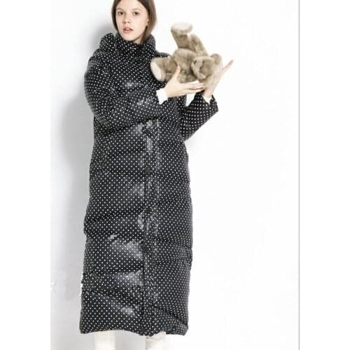 Size S--10xl Little Dot Hooded Down Coat X-Long Down Jacket Winter Women Coat Custom Made Any Size