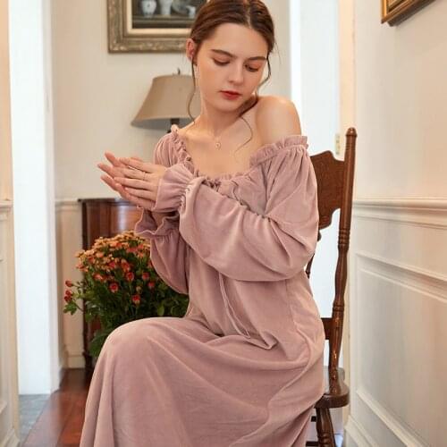 Winter Nightgown Women Night Wear Sleep Wear Women Dress Simple style Nightgown Sleepwear