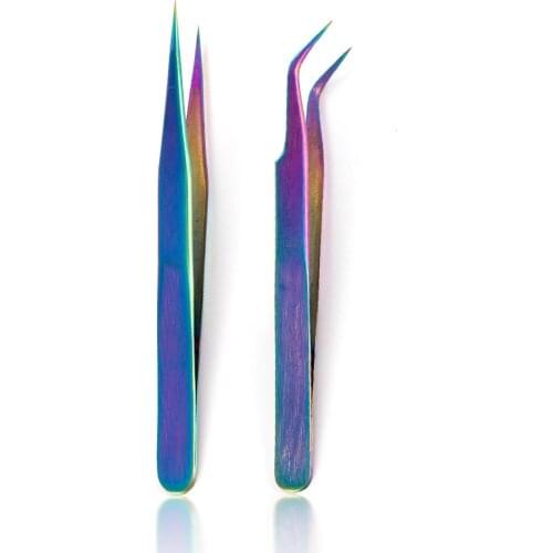 1 Pcs Holographic Tweezers For Grafting Eyelash Extension Nails Decor Picker Dead Skin Remover Manicure Makeup Nail Tools