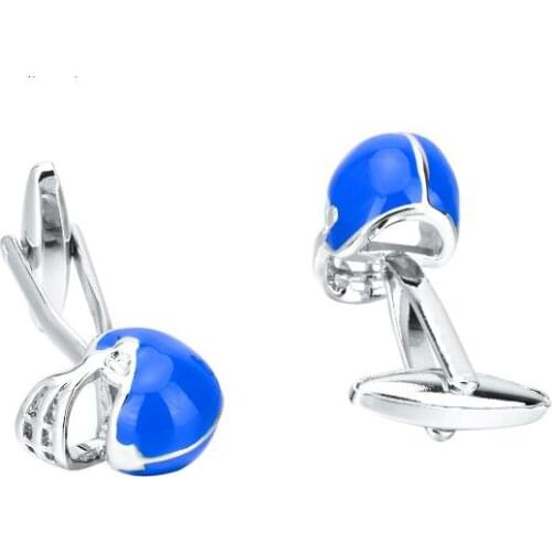 10pairs/lot 3D Baseball Helmet Cufflinks Blue Enamel Baseball Cap Hat Cuff Links Shirt Sport Cuff Button Mens Jewelry Gift