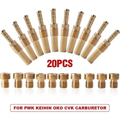 20pcs Motorcycle Carburetor Main Jet kit Slow/Pilot Jet for PWK Keihin OKO CVK for 150cc 125cc GY6 carburetors