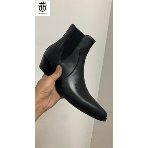 2020 new autumn men booties slip on Chelsea Boots simple basic Boots point toe Mens party shoes low heel wedding botas