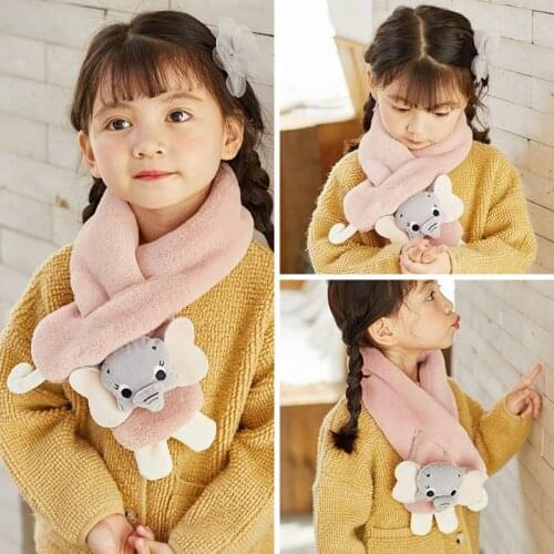 2020 Autumn and Winter Solid Color All-Match Baby Scarf New Cartoon Elephant Boys Girls Cute Warm Plush Children Scarf Fashion