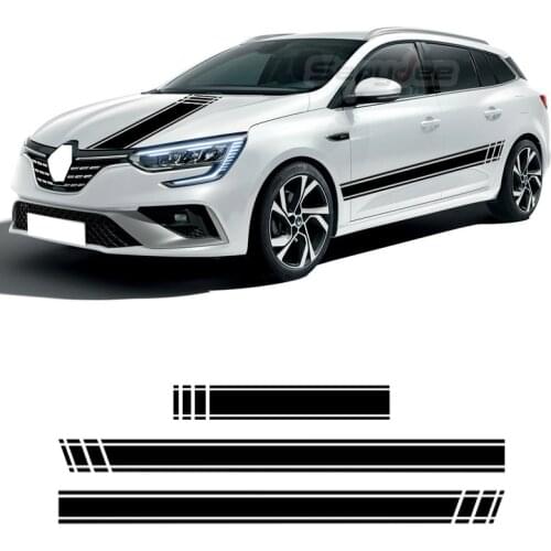 3Pcs Car Hood Bonnet Stickers Long Side Stripes Decal For Renault Megane Clio Auto Sport Decor Film Car Accessories