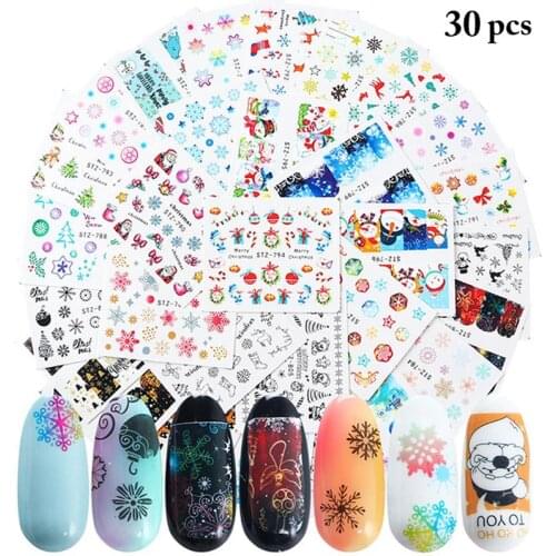 30 Sheets Kapmore Christmas Nail Art Stickers 3D Self Adhesive Nail Decals for Women Girls Nail Decorations DIY Design