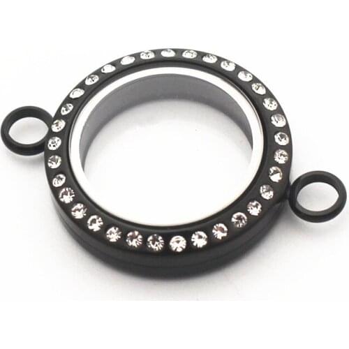 30mm crystal floating locket Stainless steel floating charms memory lockets for Hand catenary locket bracelet women jewelry