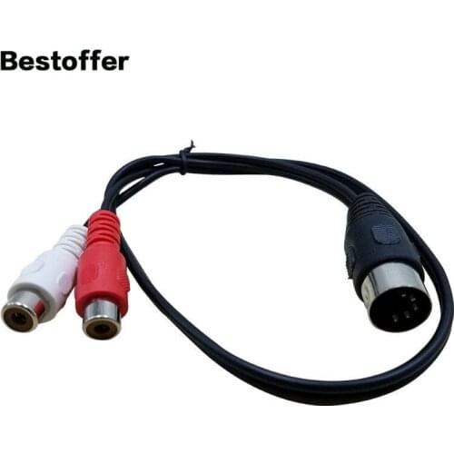 50CM MIDI DIN 5-Pin to 2 RCA Phono Male to Female Socket Jack MF Audio Cable