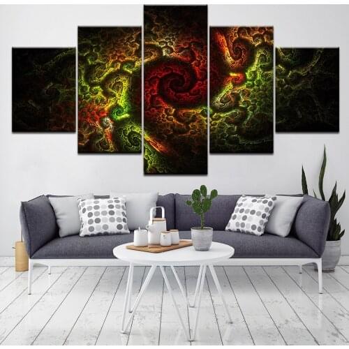 5 panel Modular Canvas Art Abstract Painting Spot The Pattern Paint The Rainbow Home Decoration Wall Pictures For Living Room
