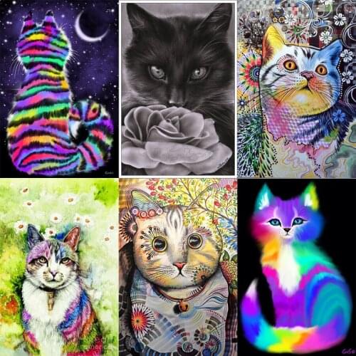 5D Diy Diamond Painting Animals Horse Cat Color Square Diamond Embroidery Cross Stitch Kit Diamond Paint Full Embroidery
