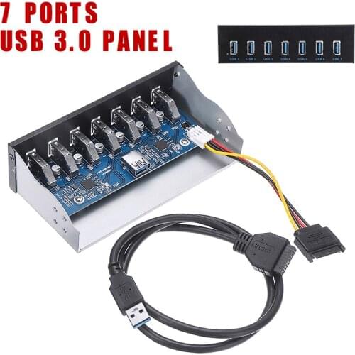 For PC Computer/Scanners 1pc Portable 7 Port 5.25 Inch CD-ROM Drive Bay Panel 19 PIN-AM Line USB 3.0 Hub Adapter Pohiks