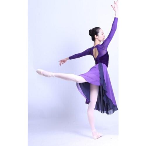 Velvet fabric long sleeve adult ballet leotard uniform and skirt suit Gym Ballet suit