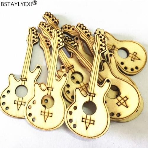 BSTAYLYEXI big Natural Wood Scrapbooking The Violin 80*33mm have Holes Crafts sewing accessories