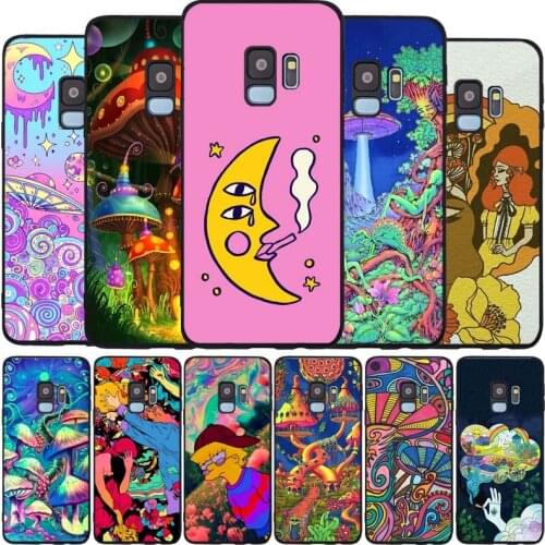Trippy Art aesthetic black Soft phone Case For Samsung S20 S10 S9 S8 S7 edge Plus Lite Note 8 9 10 A6 A7 A8 A9 2018 Cover