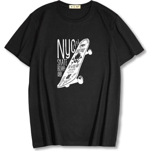 Unisex 100% cotton cool skateboard print men T shirt high quality Retro short sleeve male t-shirt loose Men clothing Streetwear