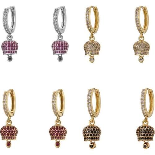 HECHENG ,1 pair ,Small Bell Eariings,Bell shaped Jewelry,for Girls Women Jingle Bell Earrings ,Rhinestone Gifts