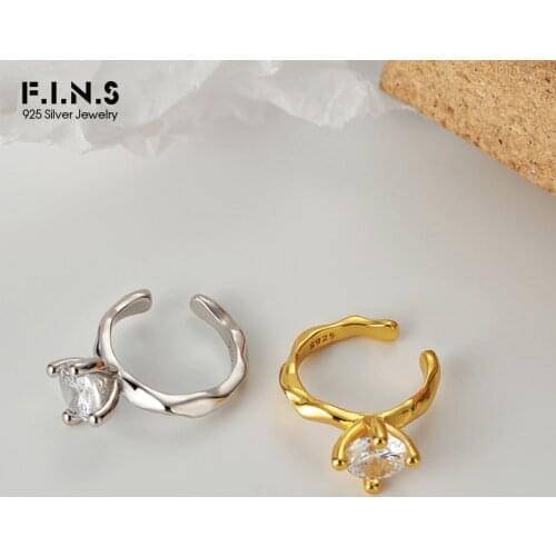 F.I.N.S 1Piece Korea Fashion Simple S925 Sterling Silver Cubic Zirco Ear Clip No-pierced Convex Ear Buckle Cartilage Jewelry