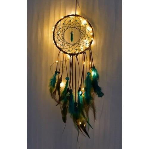Dream Catcher Led Handmade Dreamcatcher Feathers Night Light Dream Catchers Wall Hanging Home Room Decoration Baby Wall Decor