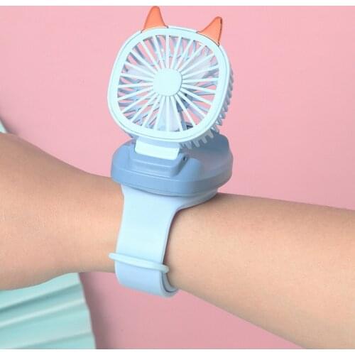 New mini watch fan second generation children cartoon handheld wristband electric fan childrens Day gift toy
