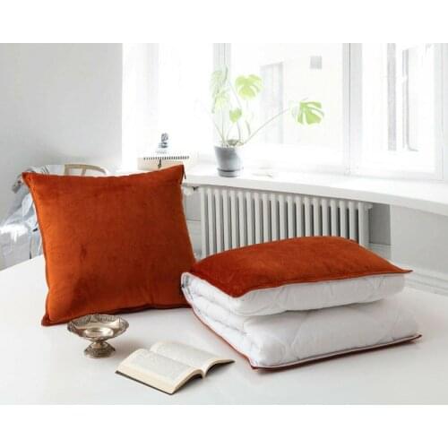 2-in-1 Ginger Microfiber Fabric MultiPurpose Quilt Cushion Blanket Office Nap Car Folding Blanket Home Decoration Easy Storage