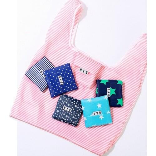 Fashion Square Folding Shopping Bag Lady Oxford Printing Reusable Tote Bag Travel Hand Single Shoulder Bag Storage Bags