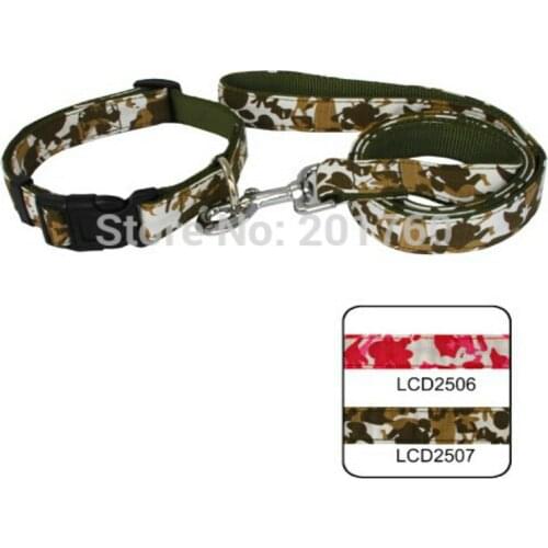 2.5cm Battle Fatigues Nylon Big Pet Dog Collar And Leash Set (2 Colors) 2pcs/lot
