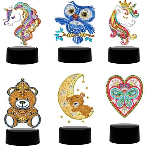 New Design 7 Colors Available Table Lamp LED 5D Diamond Painting Light Diamond Mosaic Embroidery Cross Stitch Animal Home Decor