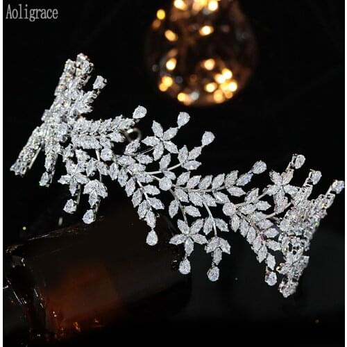 Luxurious Crowns Cubic Zirconia Silver Party Handband for Women Full zirconia Wedding Crowns Bride CZ Headband Hair Accessories