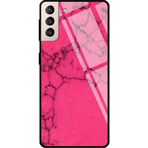Pink Marble Tempered Glass Cover For Samsung Galaxy S21 Ultra S20 FE S8 S9 S10 Plus Note 10 20 Case