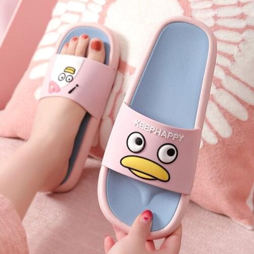 Women Slippers Cartoon Cute Flip Flops Summer Indoor Bathroom Men Slide Sandals Home Non-Slip Platform Couple Flat