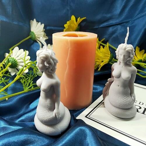 Big Medusa Beauty and Snake Candle Mold Naked Lady Sitting on Knees Silicone Mold Wax Mould DIY Tools