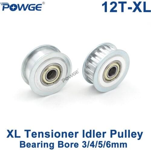 POWGE Inch 12 Teeth XL synchronous Pulley Idler Tensioner Wheel Bore 3/4/5/6mm with Bearing Guide Passive pulley XL 12teeth 12T