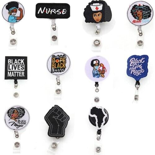 Mix styles medical black magical lady girl nursing nurse doctor felt Retractable Badge Holder reel accessories