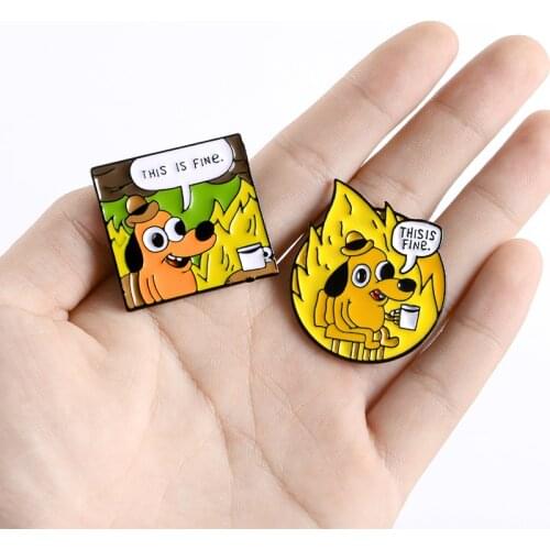 Dog Enamel Pin Meme Cartoon Comic Animal Jewelry badges Brooches Pins For Friends