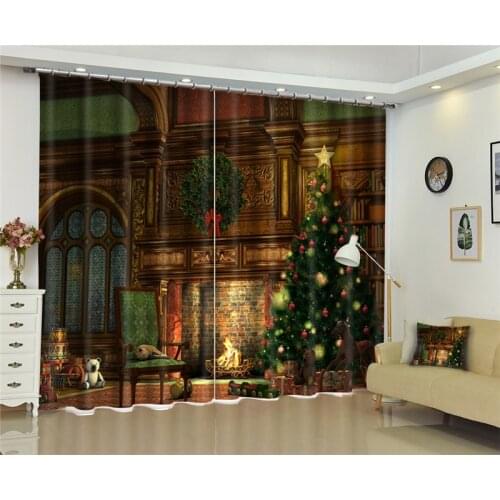 Modern Luxury Christmas decorations 3D Blackout Window Curtains For Kids Bedding room Living room Hotel Drapes Cortinas