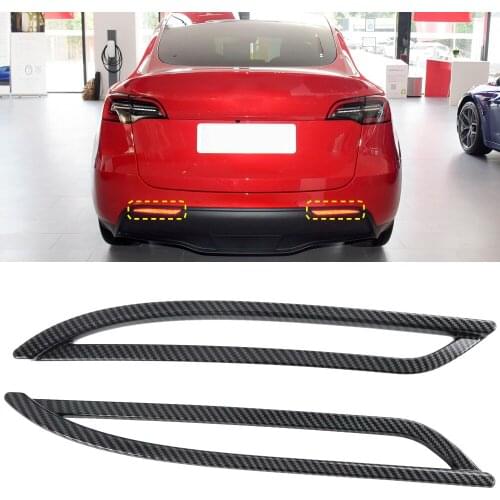 Car Styling 2PCS ABS Plastic Rear Tail Fog Light Lamp Bezel Garnish Cover Trim for Tesla Model Y 2020 2021 Accessories