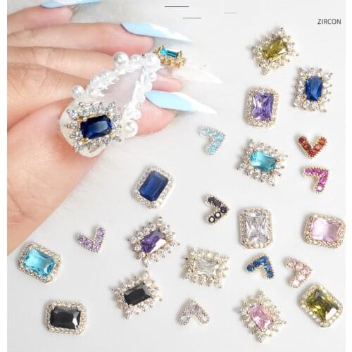 5pcs/lot, Nail Art Multiple Colors Zircon Jewelry Rhinestones With Alloy For Nail Tips Beauty