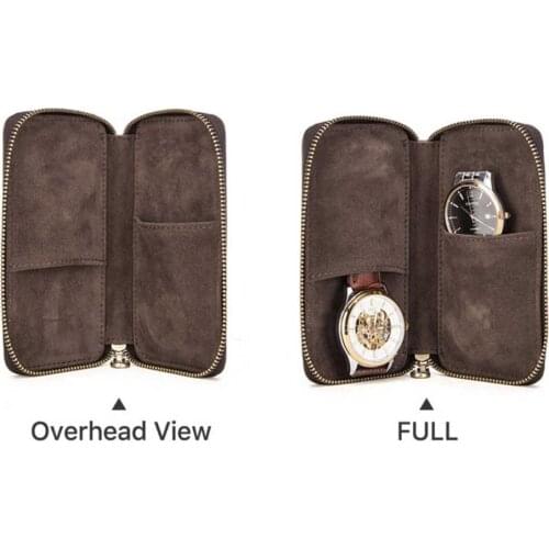 Watch Storage Bag Retro Horse Leather Watch Box Pouch Durable High-end Bracelet Pocket Case Watch Collect Boxes With Zipper