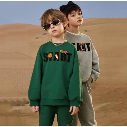 Hip Hop Dance Clothing For Boys Rave Dancer Outfits Performance Costume Green Street Dancewear Kids Jogger 2 Piece Set JL2595
