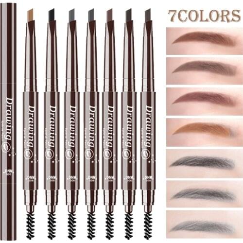 Double-Head Eyebrow Tint Cosmetics Natural Long Lasting Paint Tattoo Eyebrow Waterproof Black Brown Eyebrow Pencil Makeup
