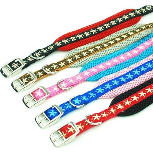 Pet Products Dog Supplies Collars nylon Print Pattern Lace Elastic mesh cloth Padded Neckband Belt buckle Collar 5 pcs/lot