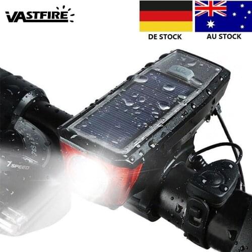 350 Lumen Solar Power Bike Light Waterproof Bicycle Bell Light LED USB Rechargeable Lamp Front Headlights Bicyle Light