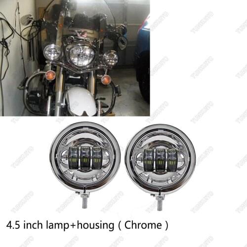 4-1/2" 4.5 Inch LED Auxiliary Spot Fog Light Lamp with 4.5 Inch Housing Ring Mount Bracket for Ha rley Touring Electra Glide