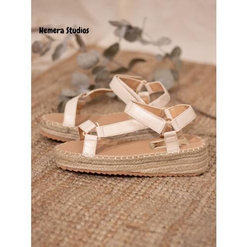 Hemera Studios sandals women with straps with sandals mini wedge flat platform Esparto espadrilles women 2021 summer Multicolor