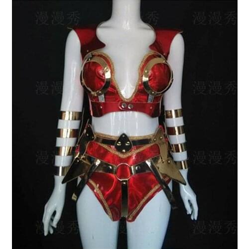 Mechanical Dance Costume Female Singer Nightclub Bar Stage Costumes Cosplay Clothes Mirror Laser Bikini Suit Costume DWY2630