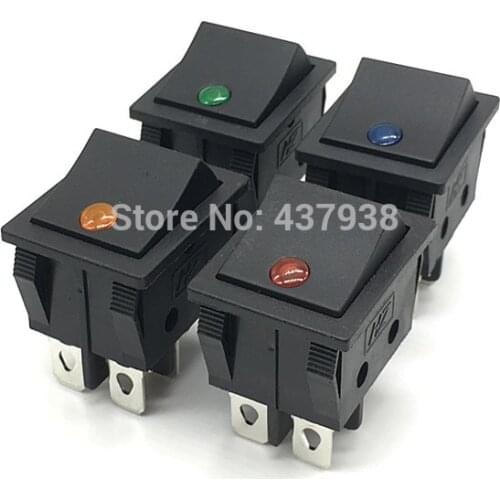 1PC Latching Type KCD4 Rocker Switch 4pins with Point Light 2Position ON OFF 16A 250V/20A 125VAC Power Switch