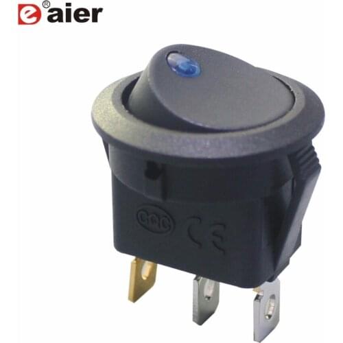 10A 125VAC Auto Rocker Switch ON OFF SPST 3 Pin Car Motor Switches 2 Position Latching With 12V Dot Illuminated LED Light