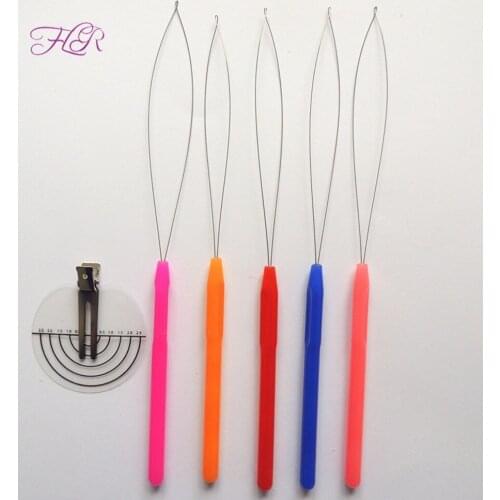10Sets Plastic Handle Micro Link Ring Beads Loop Hoop Pulling Needle Hook Tool Hair Extensions Kits