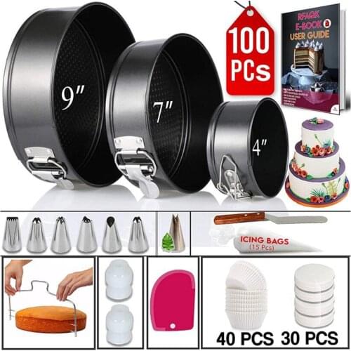 100 Pcs 3 Layer Cake DIY Tools Kit Ovenware Silk Flower Tool Spatula Oil Paper Cup Baking Accessories Cake Decorating Tools