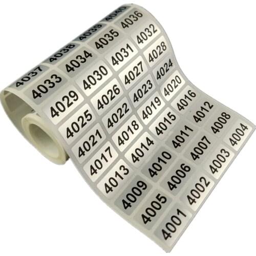 1000 Labels Consecutive Number / Roll 20mm *10mm Inventory stickers Waterproof High Quality